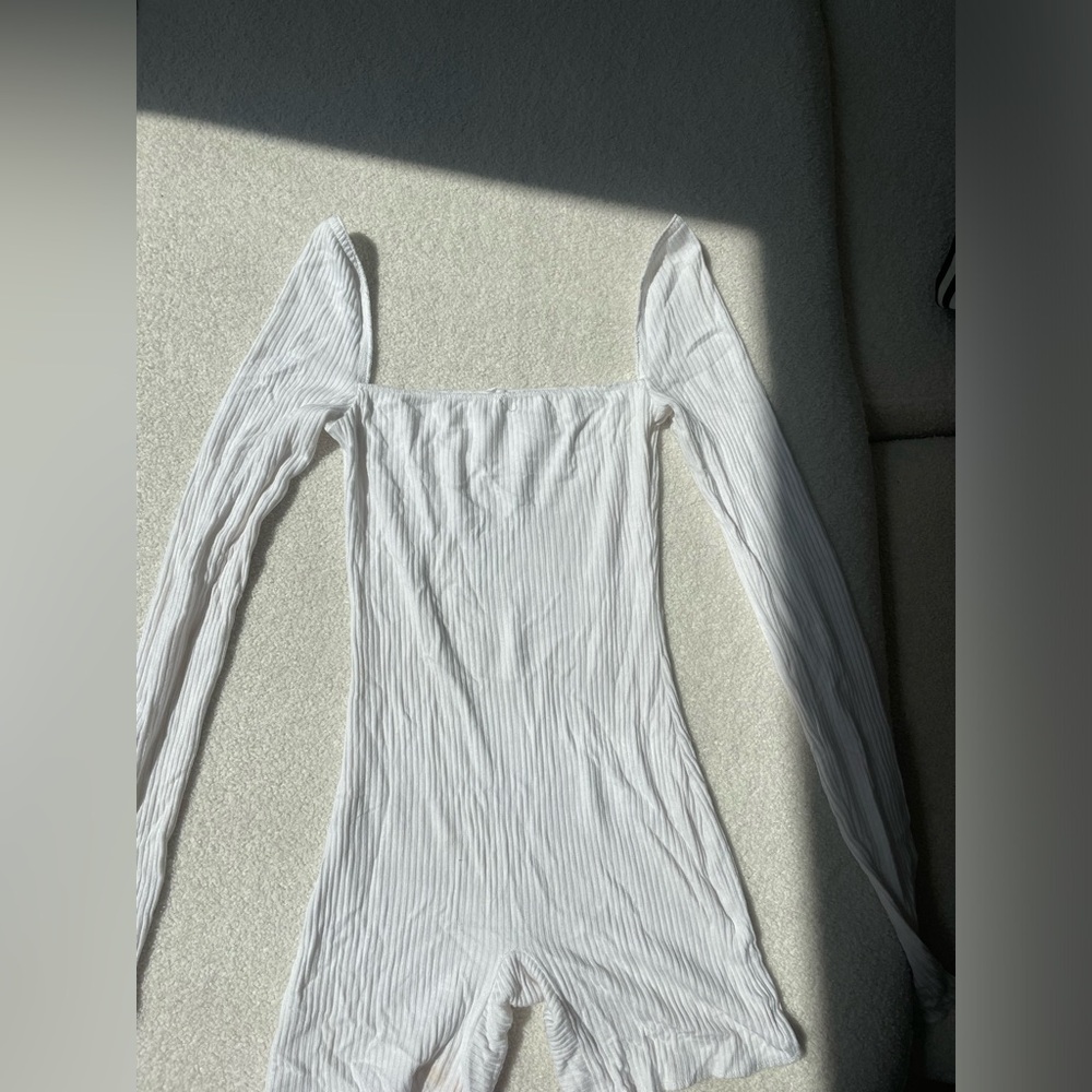ARE YOU AM I White Ribbed Anke Bike Short Bodysuit